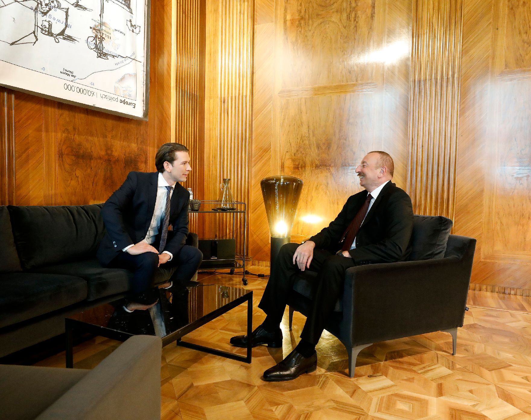 Am 29. März 2019 empfing Bundeskanzler Sebastian Kurz (l.) den Präsidenten von Aserbaidschan Ilham Aliyev (r.) zu einem Gespräch.