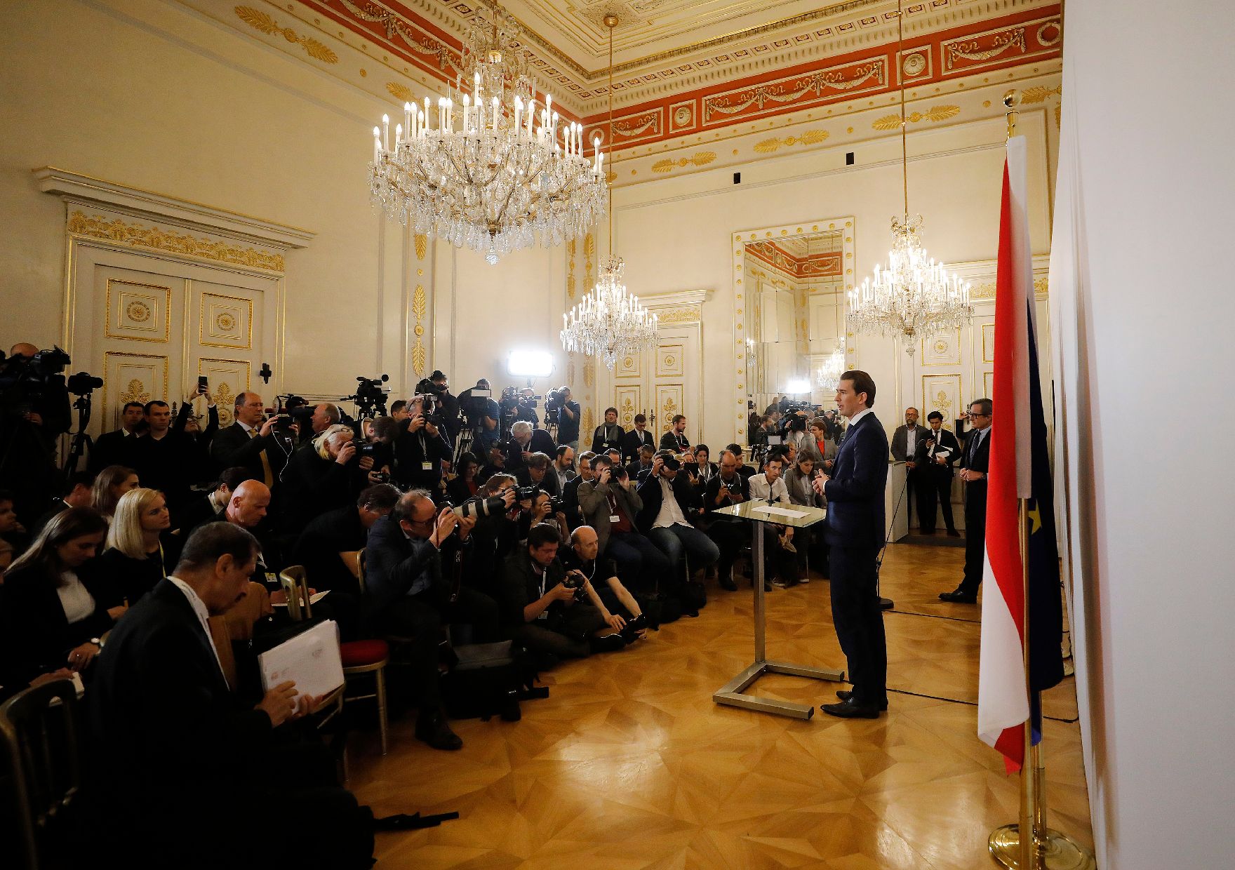 Am 22. Mai 2019 gab Bundeskanzler Sebastian Kurz eine Pressekonferenz nach der Angelobung der neuen Regierung.
