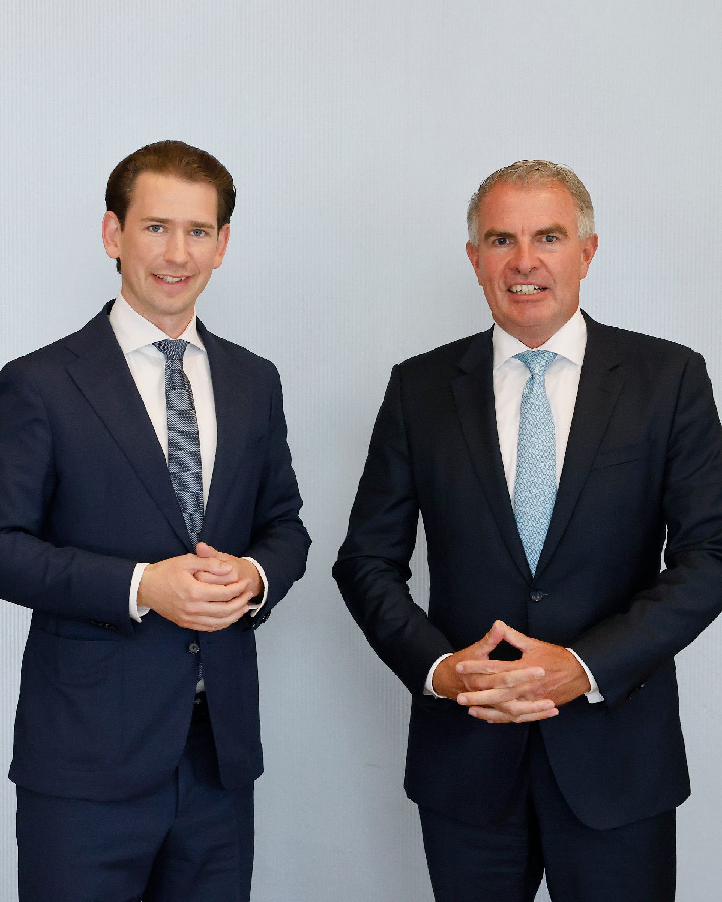 Am 31. August 2021 traf Bundeskanzler Sebastian Kurz (l.) im Rahmen seines Arbeitsbesuchs in Berlin den Lufthansa CEO Carsten Spohr (r.).