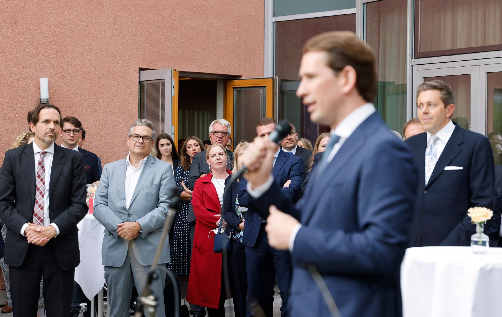 Am 31. August 2021 nahm Bundeskanzler Sebastian Kurz (2.v.r.) im Rahmen seines Arbeitsbesuchs in Berlin an dem Wirtschaftsempfang in der Österreichischen Botschaft teil.