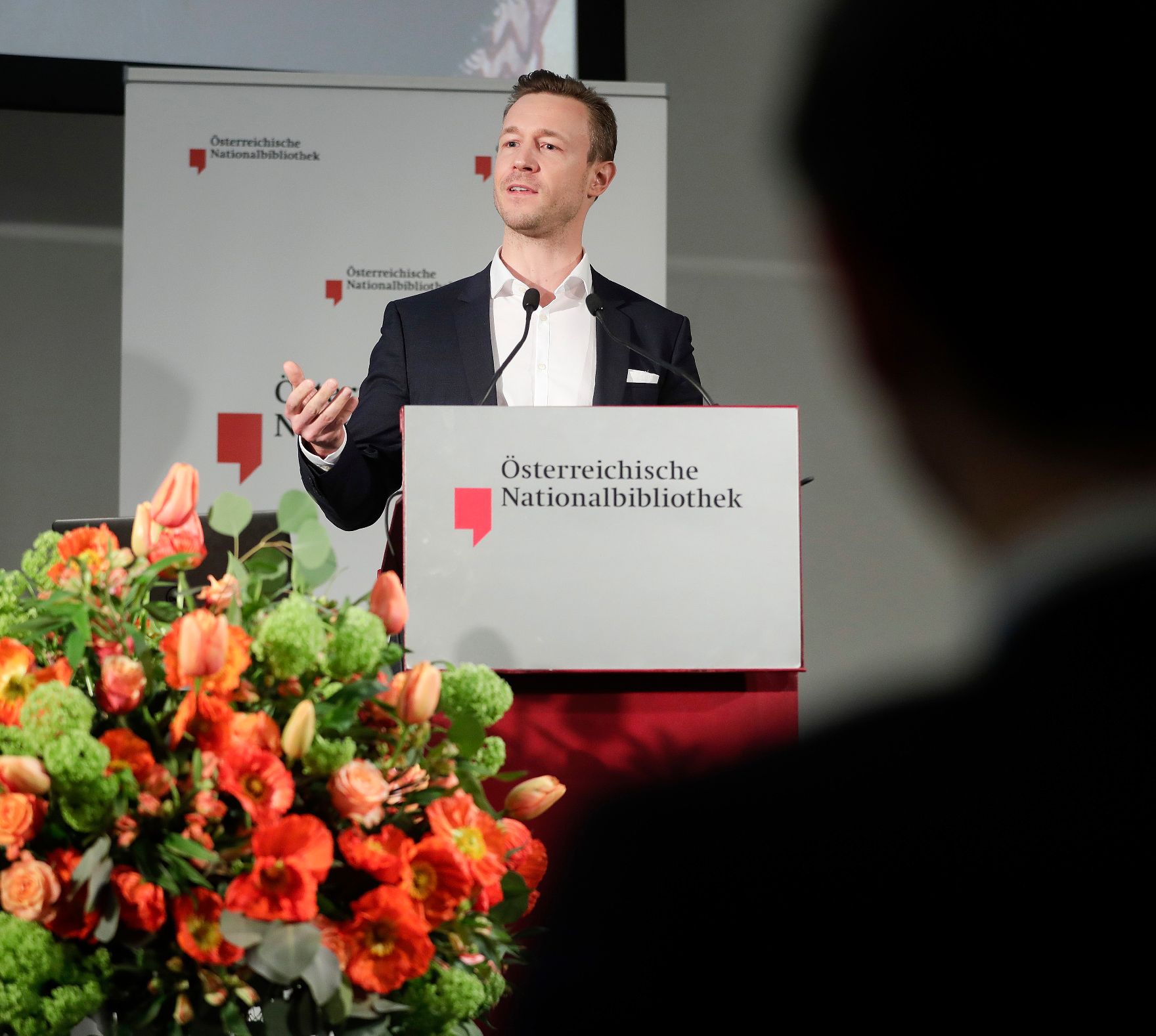 Am 14. März 2019 eröffnete Bundesminister Gernot Blümel (im Bild) die Ausstellung "Kaiser Maximilan I. Ein Großer Habsburger" in der Österreichischen National Bibliothek.