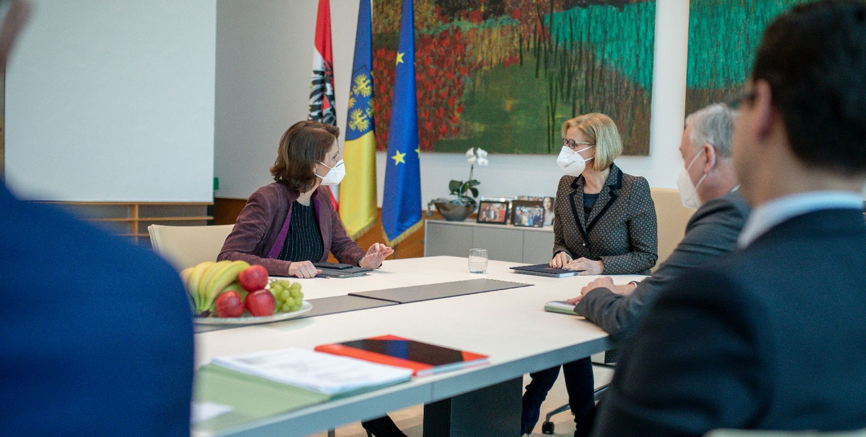 Am 16. Februar 2021 war Bundesministerin Karoline Edtstadler zu einem Arbeitsgespräch bei der Landeshauptfrau von Niederösterreich Johanna Mikl-Leitner geladen.