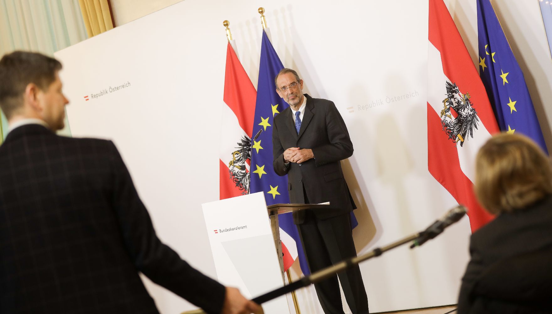 Am 23. März 2020 fand ein Pressestatement zu den Maßnahmen gegen die Krise im Bundeskanzleramt statt. Im Bild Bundesminister Heinz Faßmann.