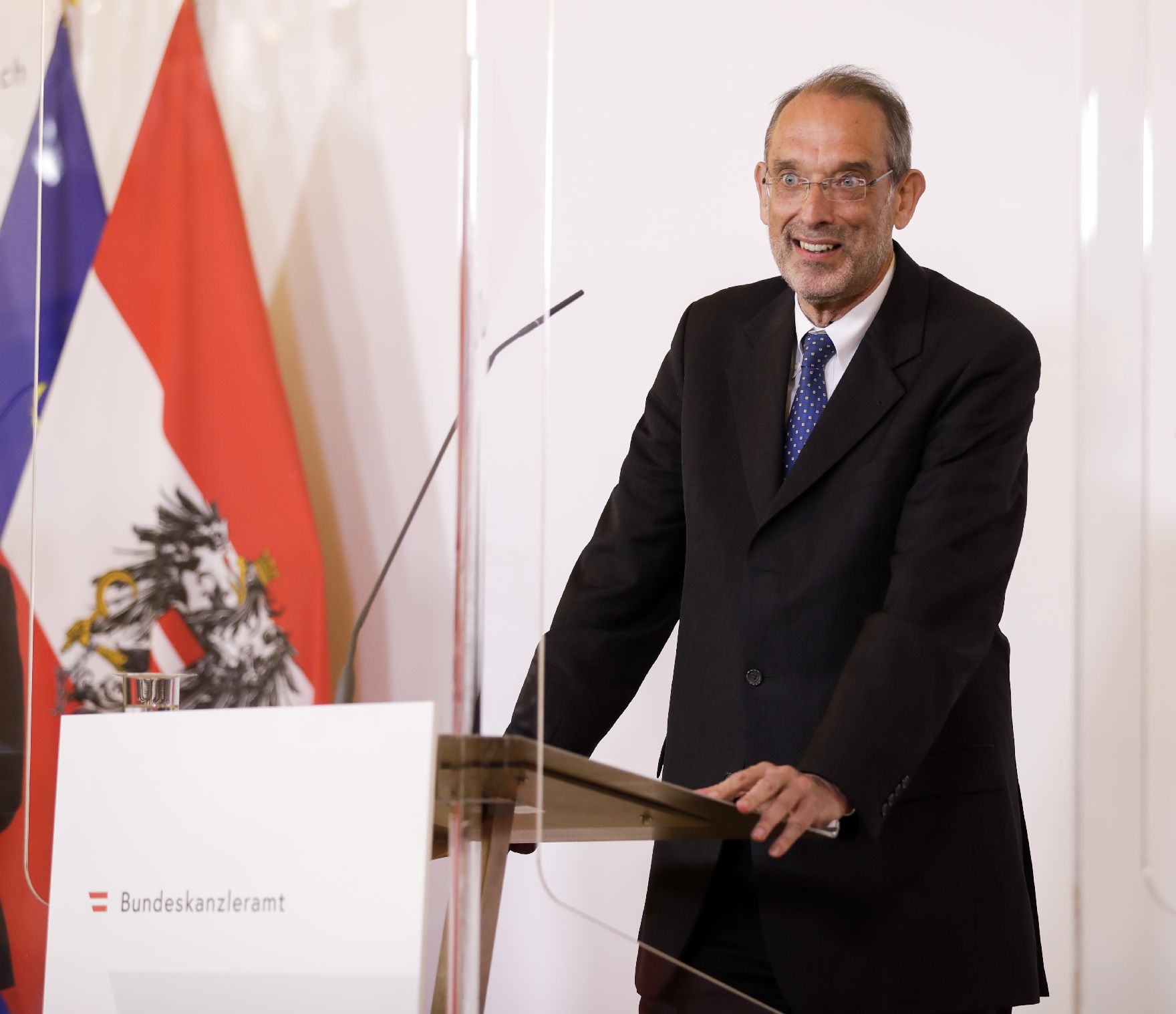 Am 4. Mai 2020 fand ein Pressestatement zu den Maßnahmen gegen die Krise im Bundeskanzleramt statt. Im Bild Wissenschaftsminister Heinz Faßmann.