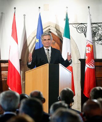Am 5. Juli 2014 besuchte Bundeskanzler Werner Faymann (im Bild) die Europatagung in Südtirol.