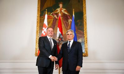 Am 17. Juli 2014 empfing Bundeskanzler Werner Faymann (r.) den slowakischen Präsidenten Andrej Kiska (l.) zu einem Gespräch im Bundeskanzleramt.