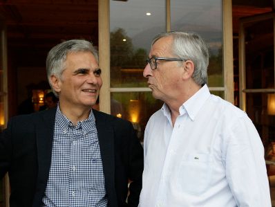 Am 14. August 2015 fand in Going am Wilden Kaiser ein Treffen zwischen Bundeskanzler Werner Faymann (l.) mit EU- Kommissionspräsident Jean-Claude Juncker (r.) statt.