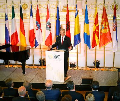 Am 27. August 2015 fand die West Balkan Konferenz 2015 in der Hofburg statt. Im Bild Bundeskanzler Werner Faymann bei der Eröffnungsrede.