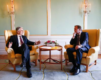 Am 8. September 2015 traf Bundeskanzler Werner Faymann (l.) den schwedischen Premierminister Stefan Löfven (r.) zu einem Arbeitsgespräch in Stockholm.