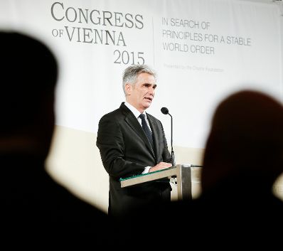 Am 22. Oktober 2015 fand die Auftaktveranstaltung des Congress of Vienna in der Hofburg statt. Im Bild Bundeskanzler Werner Faymann.