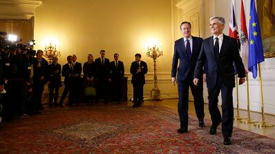 Am 26. November 2015 empfing Bundeskanzler Werner Faymann (r.) den britischen Premierminister David Cameron (l.) zu einem Arbeitsgespräch.