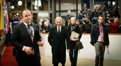 Am 29. November 2015 fand in Brüssel der Sondergipfel der Staats- und Regierungschefs statt. Im Bild Bundeskanzler Werner Faymann bei Pressestatements.