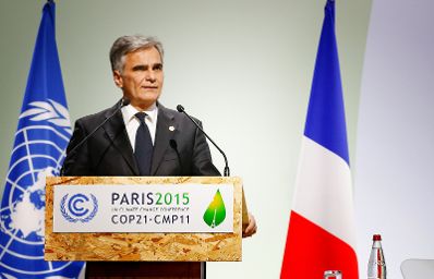 Am 30. November 2015 fand die UN-Klimakonferenz in Paris statt. Im Bild Bundeskanzler Werner Faymann bei seiner Pressekonferenz.
