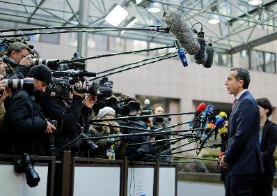 Am 15. Dezember 2016 fand in Brüssel der Europäische Rat der Staats- und Regierungschefs statt. Im Bild Bundeskanzler Christian Kern beim Pressestatement.