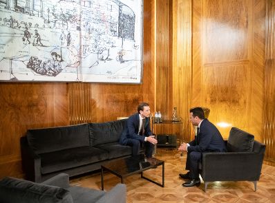 Am 30. Jänner 2019 empfing Bundeskanzler Sebastian Kurz (r.) den mazedonischen Ministerpräsidenten Zoran Zaev (l.). zu einem Gespräch.