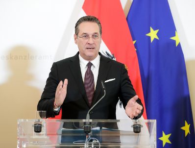 Vizekanzler Heinz-Christian Strache beim Pressefoyer nach dem Ministerrat am 6. März 2019.