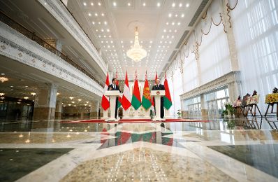 Am 28. März 2019 fand die Arbeitsreise von Bundeskanzler Sebastian Kurz (l.) in Minsk statt. Im Bild mit Weißrusslands Präsident Alexander Lukaschenko (r.).