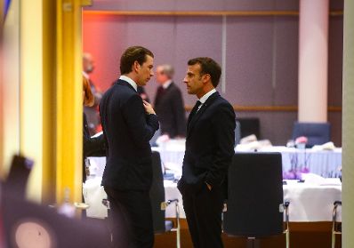 Am 10. April 2019 nahm Bundeskanzler Sebastian Kurz (l.) am Brexit-Gipfel in Brüssel teil. Im Bild mit dem französischen Präsidenten Emmanuel Macron (r.).