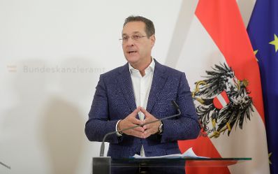 Vizekanzler Heinz-Christian Strache beim Pressefoyer nach dem Ministerrat am 01. Mai 2019.