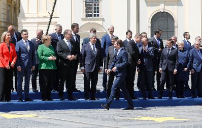 Am 9. Mai 2019 nahm Bundeskanzler Sebastian Kurz (m.r.) am EU-Gipfel in Sibiu teil.
