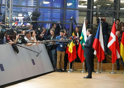 Am 17. Oktober 2018 nahm Bundeskanzler Sebastian Kurz (r.) am Europäischen Rat in Brüssel teil.