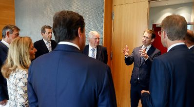 Am 31. August 2021 traf Bundeskanzler Sebastian Kurz (3.v.r.) im Rahmen seines Arbeitsbesuchs in Berlin Vertreterinnen und Vertreter des CDU Wirtschaftsrats.