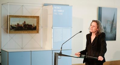 Am 25. Juni 2018 nahm Bundesminister Gernot Blümel an der Pressekonferenz zum Kulturprogramm des österreichischen EU-Ratsvorsitzes teil. Im Bild die Regisseurin Jacqueline Kornmüller.