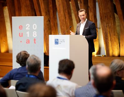 Am 13. September 2018 nahm Bundesminister Gernot Blümel (im Bild) an der Europäischen Konferenz für Architekturpolitik in der TU Wien teil.