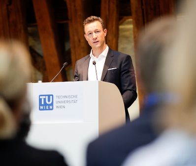 Am 13. September 2018 nahm Bundesminister Gernot Blümel (im Bild) an der Europäischen Konferenz für Architekturpolitik in der TU Wien teil.