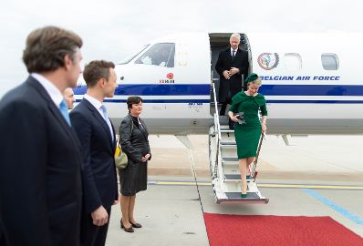 Am 1. Oktober 2018 empfing Bundesminister Gernot Blümel (2.v.l.) König Philippe (2.v.r.) und Königin Mathilde von Belgien (r.) in Wien.