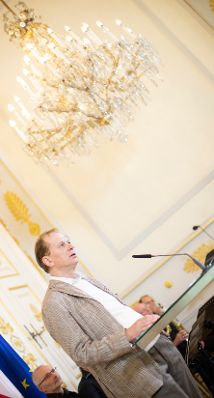 Am 1. Oktober 2018 verlieh Bundesminister Gernot Blümel den Großen Österreichischen Staatspreis 2018 an den Schriftsteller Florjan Lipus. Im Bild der Laudator Josef Winkler.