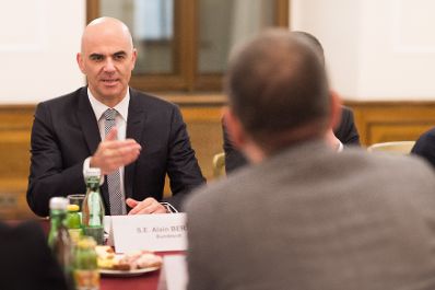 Am 18. November 2016 empfing Kunst- und Kulturminister Thomas Drozda den Vorsteher des Eidgenössischen Departement des Innern, Bundesrat Alain Berset (im Bild) zu einem bilateralen Arbeitsgespräch.