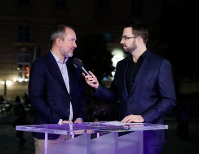 Am 7. Oktober 2017 fand die Langen Nacht der Museen statt. Im Bild Kunst- und Kulturminister Thomas Drozda (l.) beim ORF III Interview.