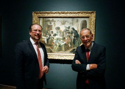 Am 5. September 2019 besuchte Bundesminister Alexander Schallenberg (l.) das "Museo del Prado". Im Bild mit Javier Solana (r.).