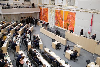 Am 13. November 2019 sprach Bundesminister Alexander Schallenberg (im Bild) in der Aktuellen Stunde bei der Nationalratssitzung im Parlament.
