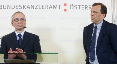 Am 17. März 2015 fand im Bundeskanzleramt die Konstituierung der Cyber Security Plattform statt. Im Bild Abteilungsleiter im Bundeskanzleramt, Helmut Schnitzer und Bereichsleiter im Bundeskanzleramt Roland Ledinger.