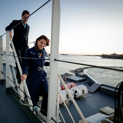 Am 6. Februar 2020 besuchte Bundesministerin Karoline Edtstadler (im Bild) die finnische Küstenwache im rahmen der Hauptstädte-Tour.