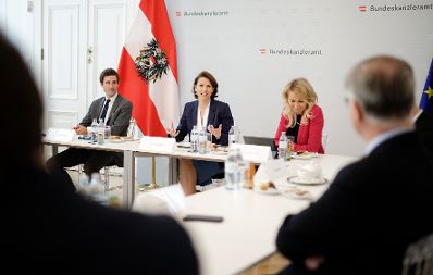 Am 9. Juni 2020 nahm Bundesministerin Karoline Edtstadler (m.) am Stakeholder Dialog zum Start von „Unsere Zukunft – EU neu denken“ teil.