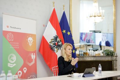 Am 12. November 2020 nahm Bundesministerin Karoline Edtstadler gemeinsam Antonella Mei-Pochtler (im Bild) an der Videokonferenz SDG-Event Ban Ki-Moon Centre teil.