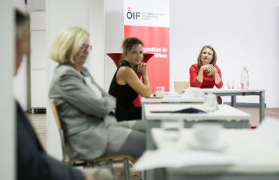 Am 6. August 2020 fand ein Austausch zwischen Bundesministerin Susanne Raab und ehrenamtlichen Deutschtrainerinnen und Deutschtrainern im Österreichischen Integrations Fonds statt.