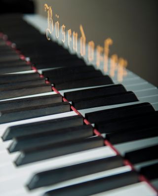 Die Tasten eines Klaviers. Schlagworte: Bösendorfer, Musik, Spiegelung, Tasten