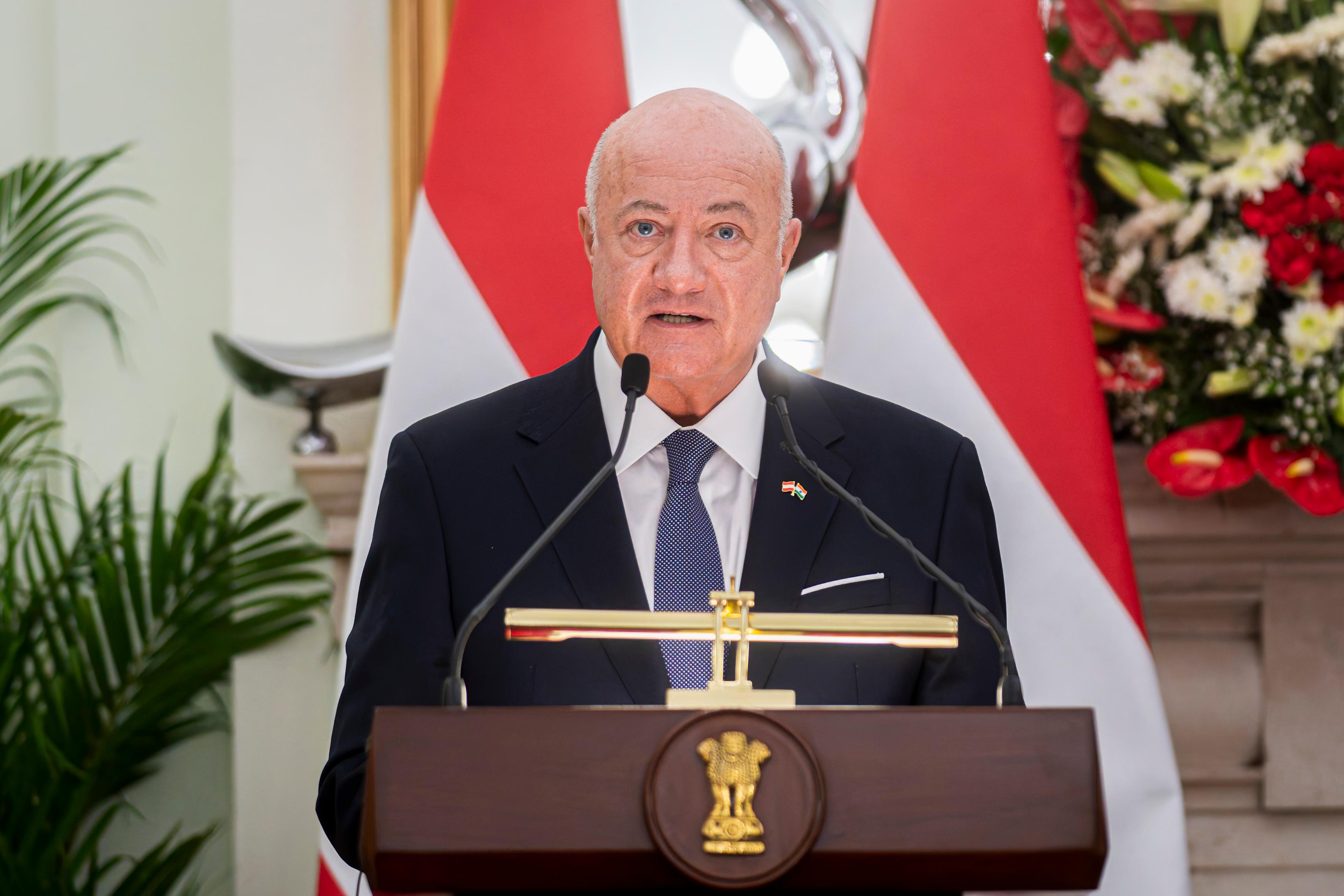 Am 16. April 2026 setzte Bundeskanzler Christian Stocker (im Bild) seinen mehrtägigem Arbeitsbesuch in Indien fort. Im Bild mit dem Premierminister von Indien Narendra Modi bei der anschließenden Pressekonferenz.