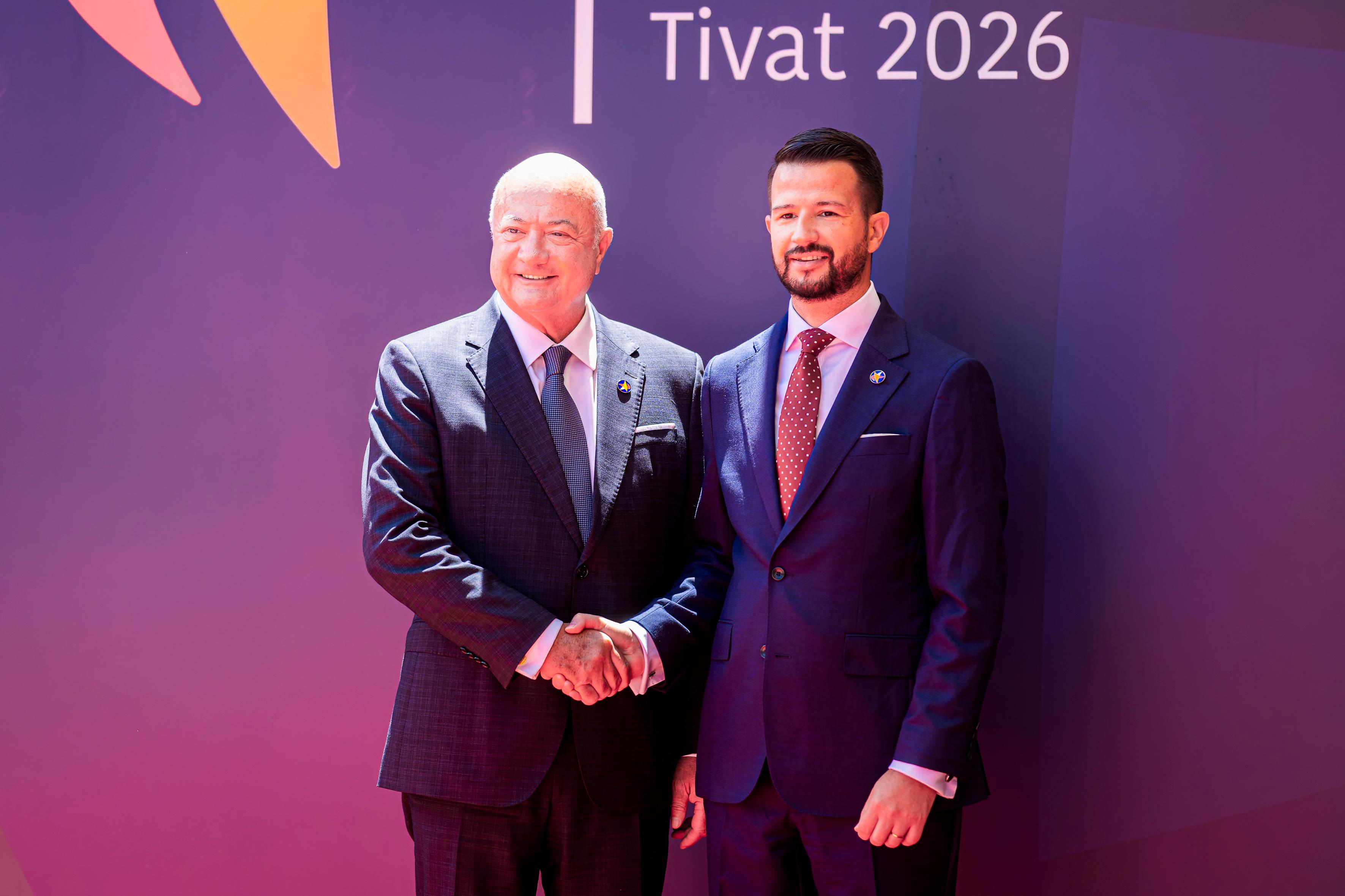Am 5. Juni 2026 reiste Bundeskanzler Christian Stocker (l.) anlässlich des EU-Westbalkan-Gipfels nach Tivat, in Montenegro. Im Bild mit dem Präsidenten von Montenegro Jakov Milatović (r.).