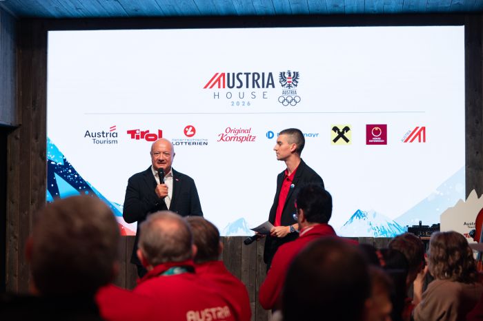 Am 7. Februar 2026 besuchte Bundeskanzler Christian Stocker (l.) die Olympischen Winterspiele in Cortina d'Ampezzo.