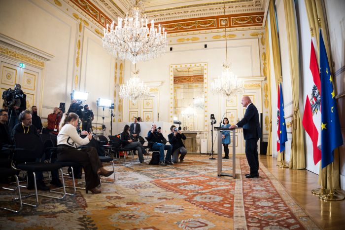 Am 2. M&auml;rz 2026 gab Bundeskanzler Christian Stocker (im Bild) ein Pressestatement zu den aktuellen Entwicklungen im Nahen Osten.