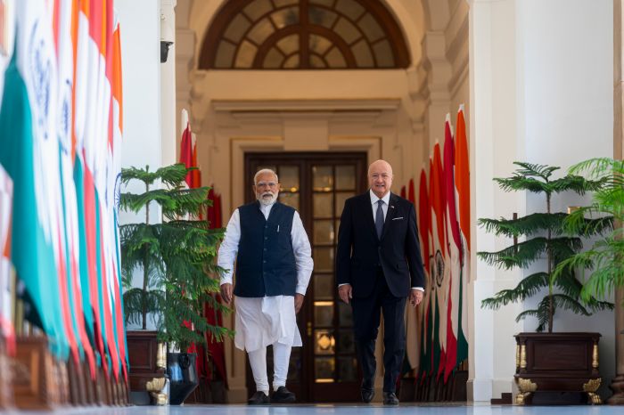 <p>Am 16. April 2026 setzte Bundeskanzler Christian Stocker (r.) seinen mehrt&auml;gigem Arbeitsbesuch in Indien fort. Im Bild beim Arbeitsgespr&auml;ch mit dem Premierminister von Indien Narendra Modi (l.).</p>