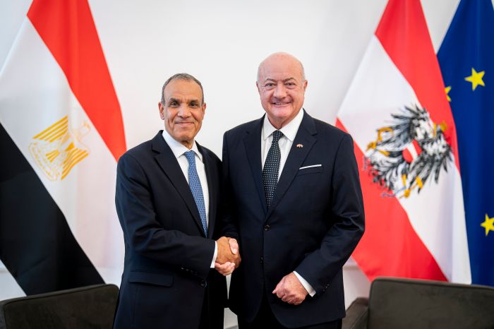 Am 15. Juli 2026 empfing Bundeskanzler Christian Stocker (r.) den Au&szlig;enminister der Arabischen Republik &Auml;gypten, Badr Abdelatty (l.) zu einem Arbeitsgespr&auml;ch.