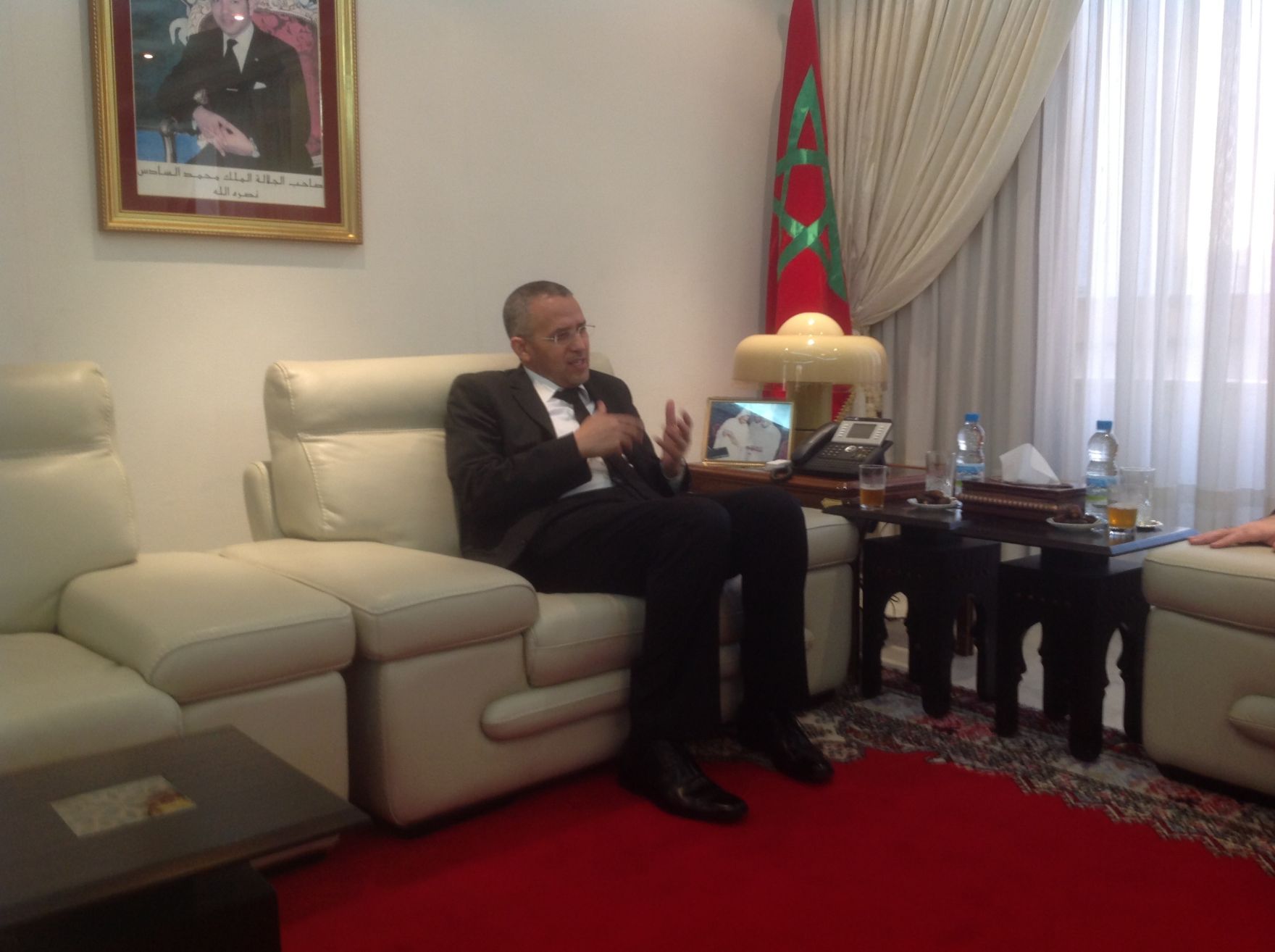 Besuch des Leiters des Instituts f&uuml;r Staatsorganisation und Verwaltungsreform im Bundeskanzleramt, Priv.-Doz. Balthasar, beim Minister des K&ouml;nigreiches Marokko f&uuml;r die Beziehungen zum Parlament und zur Zivilgesellschaft, Lahbib Choubani (im Bild), am 5. M&auml;rz 2015.