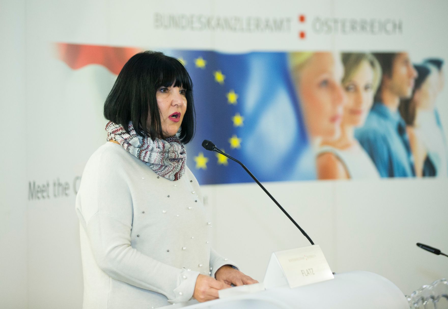 Am 13. November 2017 fand die Veranstaltung "Gender Pay Gap: Fakten, Handlungen, Ergebnisse" statt. Im Bild Sektionschefin Angelika Flatz.