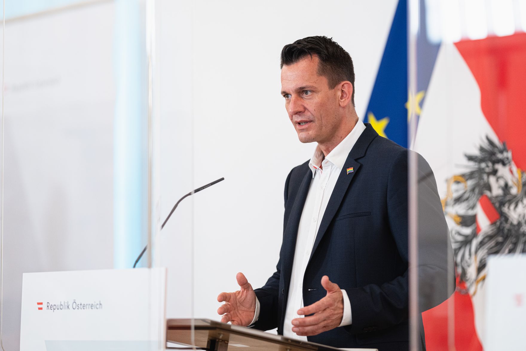 Im Bild Bundesminister Wolfgang M&uuml;ckstein nach dem Ministerrat am 2. Juni 2021.